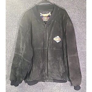Vintage  Mens Super Bowl XXXV (2001) Jeff Hamilton Black Suede Jacket XL